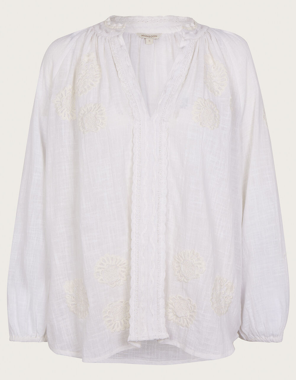 Embroidered Detail Overhead Shirt White | Tops & T-shirts | Monsoon UK.
