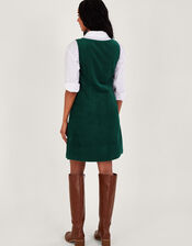 Jumbo Corduroy Pinafore Mini Dress, Green (GREEN), large