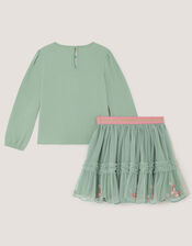 Sequin Unicorn Top & Skirt Set, Green (GREEN), large
