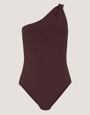 Callie Thorpe x Monsoon One-Shoulder Shaping Swimsuit, Brown (BROWN), large