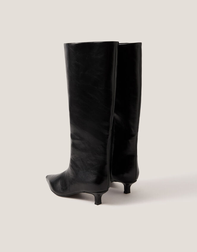 Kate Pointed Kitten Heel Boots, Black (BLACK), large