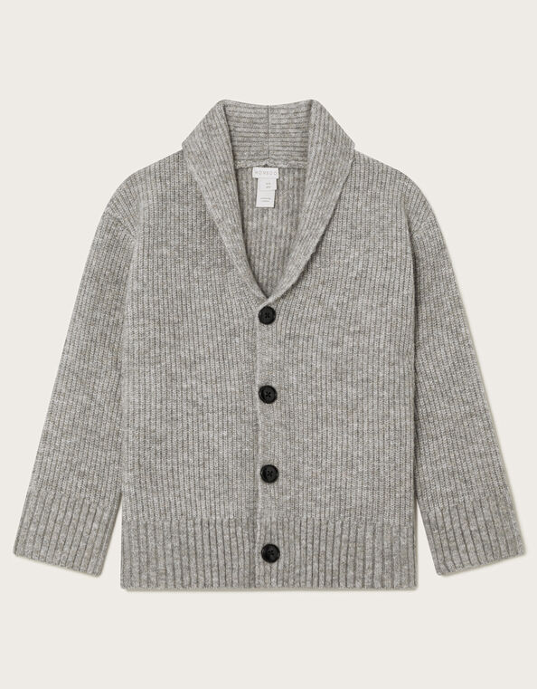 Shawl Collar Chunky Cardigan, Grey (GREY), large