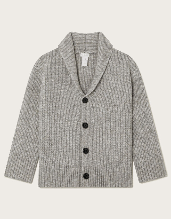 Shawl Collar Chunky Cardigan, Grey (GREY), large