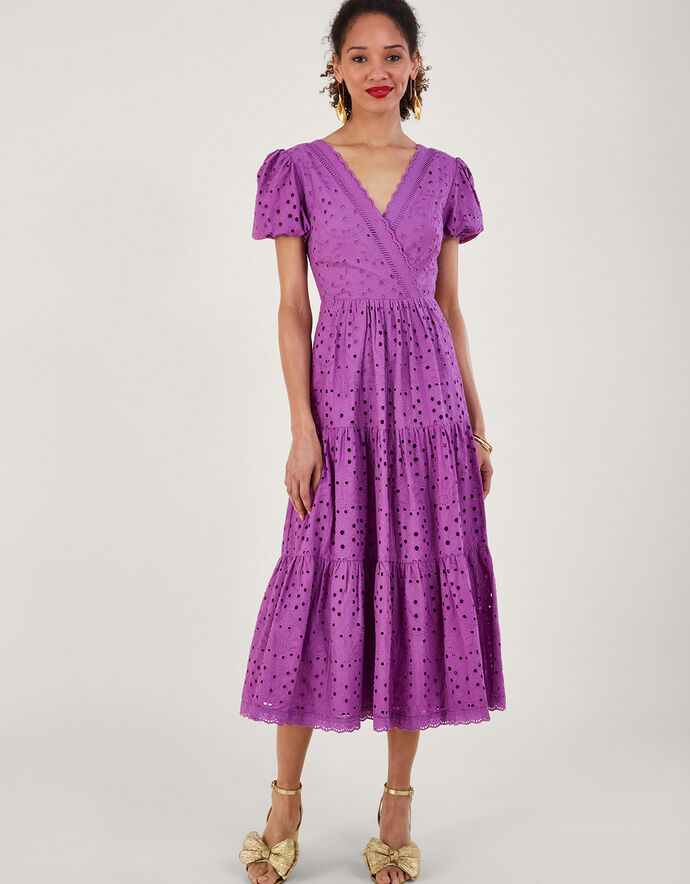 Fabiola Broderie Dress Purple | Evening Dresses | Monsoon UK.