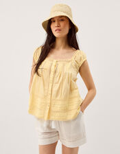 Olivia Lace Trim Top, Yellow (YELLOW), large