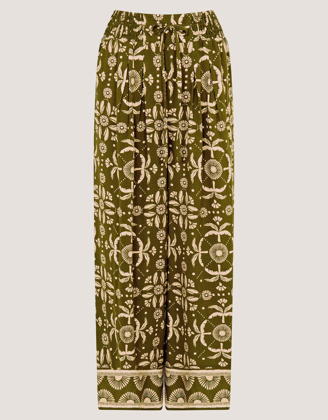 Thalia Floral Print Wide Leg Trousers, Green (GREEN), large
