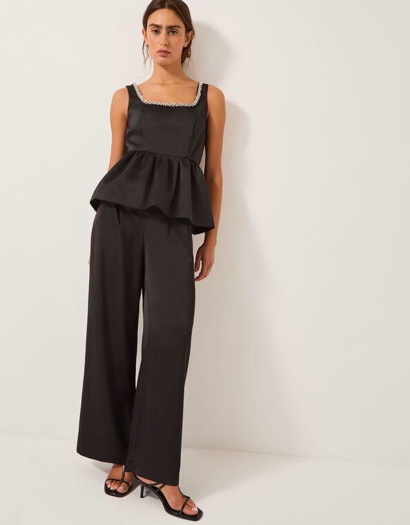 Saira Diamanté Peplum Top, Black (BLACK), large