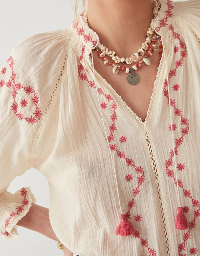 Maison Hotel Tie Neck Blouse, Ivory (IVORY), large