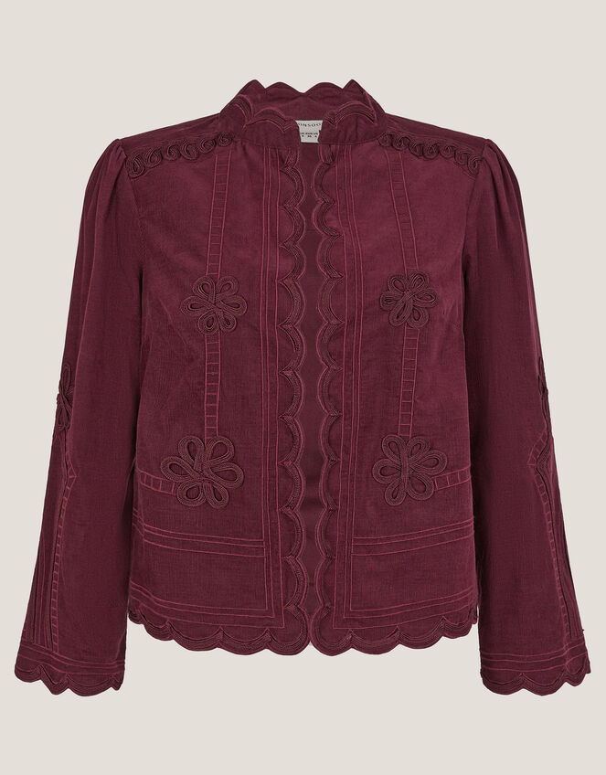 Jimena Floral Corduroy Jacket, Red (BURGUNDY), large