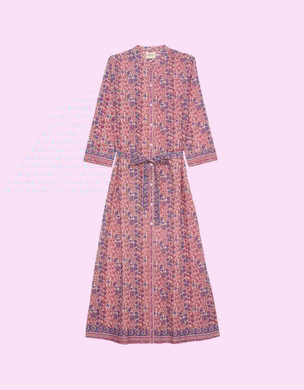 Petite Mendigote Ramara Floral Print Midi Dress, Pink (PINK), large