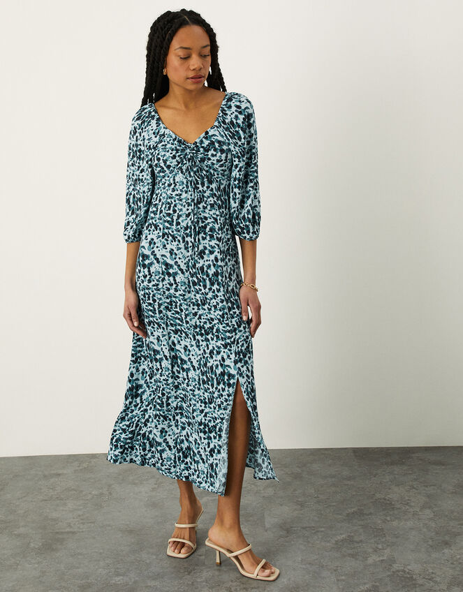 Sonia Animal Sweetheart Midi Dress Blue | Day Dresses | Monsoon UK.