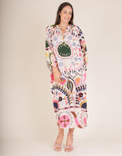 One Hundred Stars Suzani Long Sleeve Print Midi Dress, Multi (MULTI), large