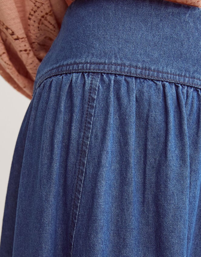 Paloma Denim Midi Skirt, Blue (MID AUTHENTIC BLUE), large