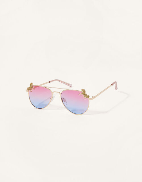 Glitter Unicorn Aviator Sunglasses with Case, , large