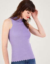 Ribbed Halter Neck Tank Top, Purple (LILAC), large