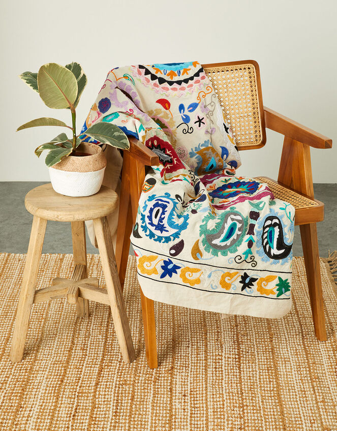 Hand-Embroidered Large Throw , , large