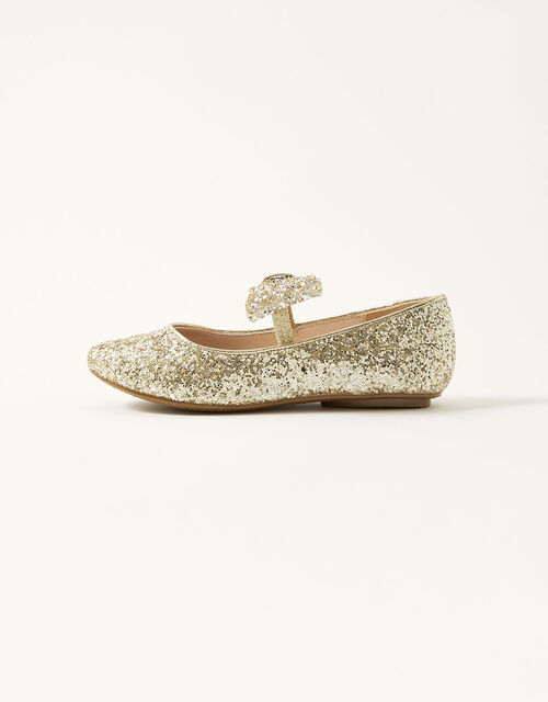 Dazzle Bow Ballerina Flats, Gold (GOLD), large