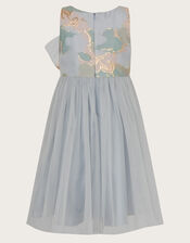 Bennie Bow Jacquard Dress, Blue (BLUE), large