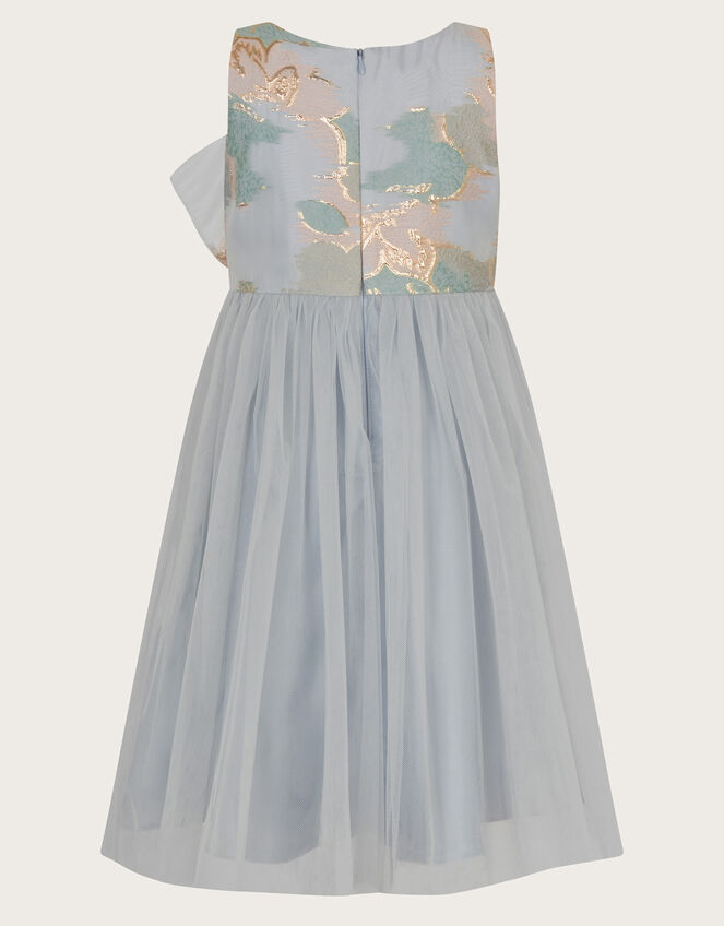 Bennie Bow Jacquard Dress, Blue (BLUE), large