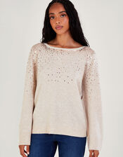 Serena Sequin Jumper, Camel (BEIGE), large