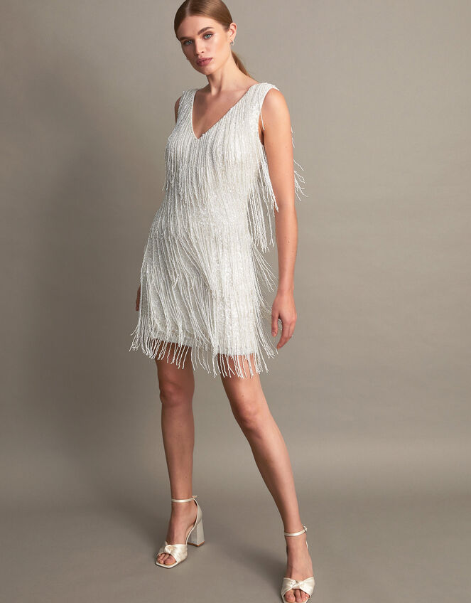 Stevie Fringe Bridal Dress, Ivory (IVORY), large