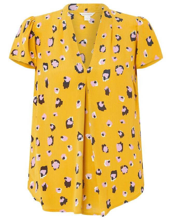 Lauren Leopard Print Blouse, Yellow (YELLOW), large