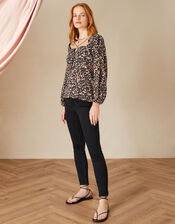 Adlyn Animal Print Long Sleeve Top, Camel (CAMEL), large