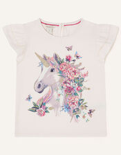 Unicorn Flower Short Sleeve T-Shirt, Pink (PINK), large