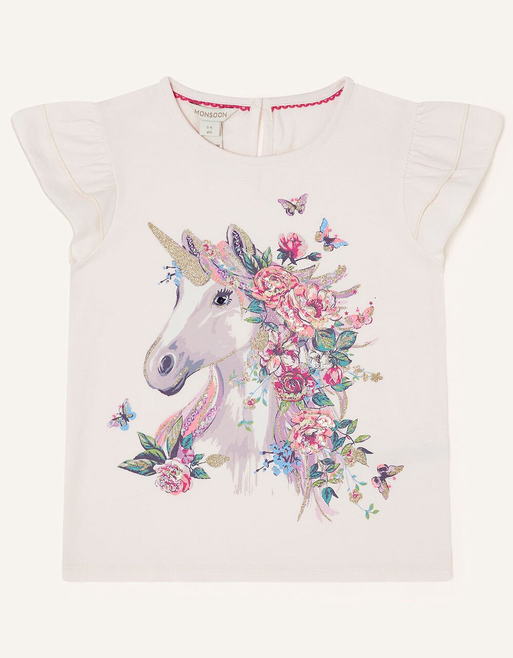Children Girls 3-12yrs | Unicorn Flower Short Sleeve T-Shirt Pink - TQ35541