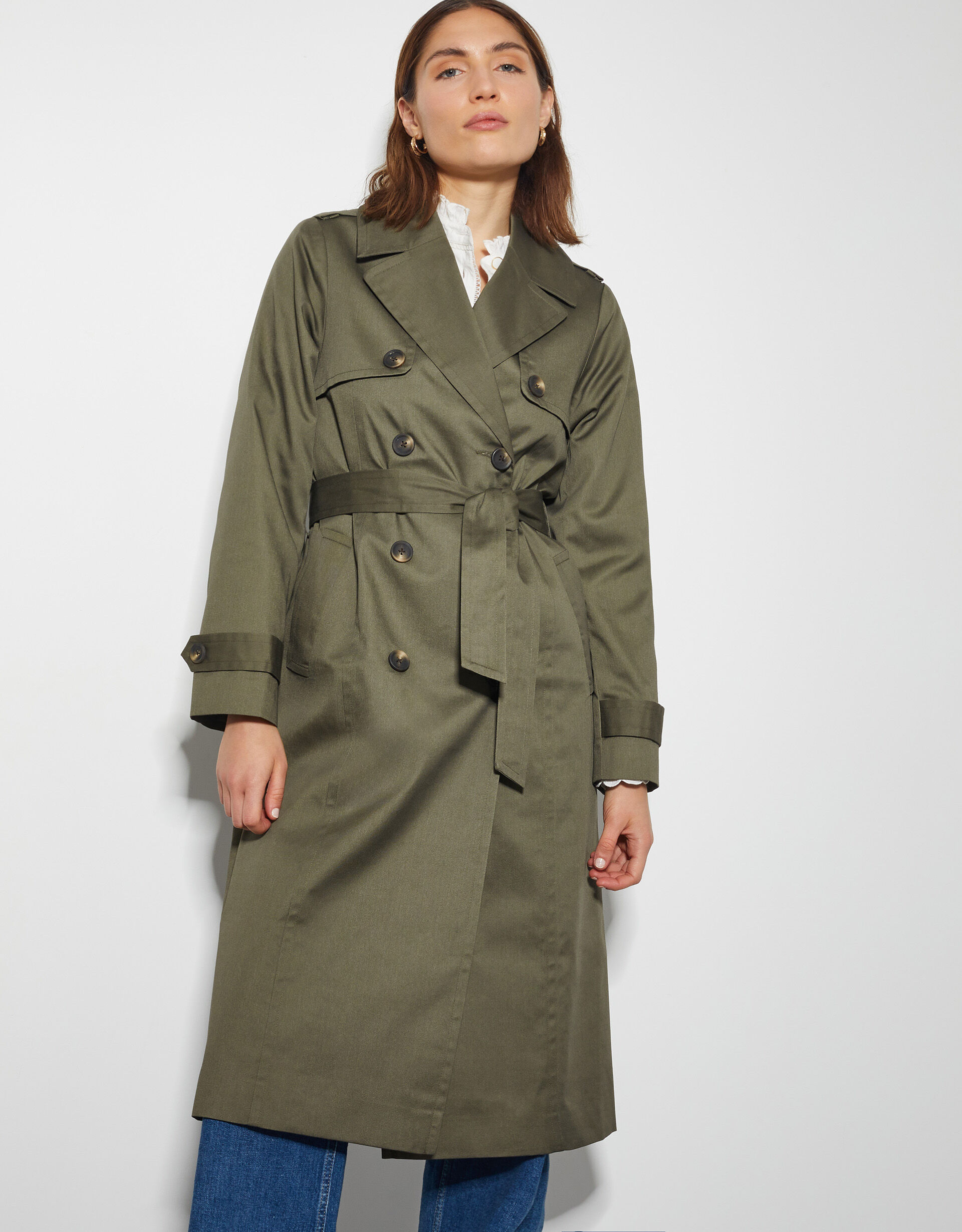 Midi length trench coat on sale