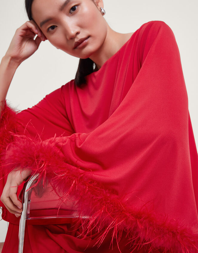 Fi Feather Tunic Dress, Red (RED), large
