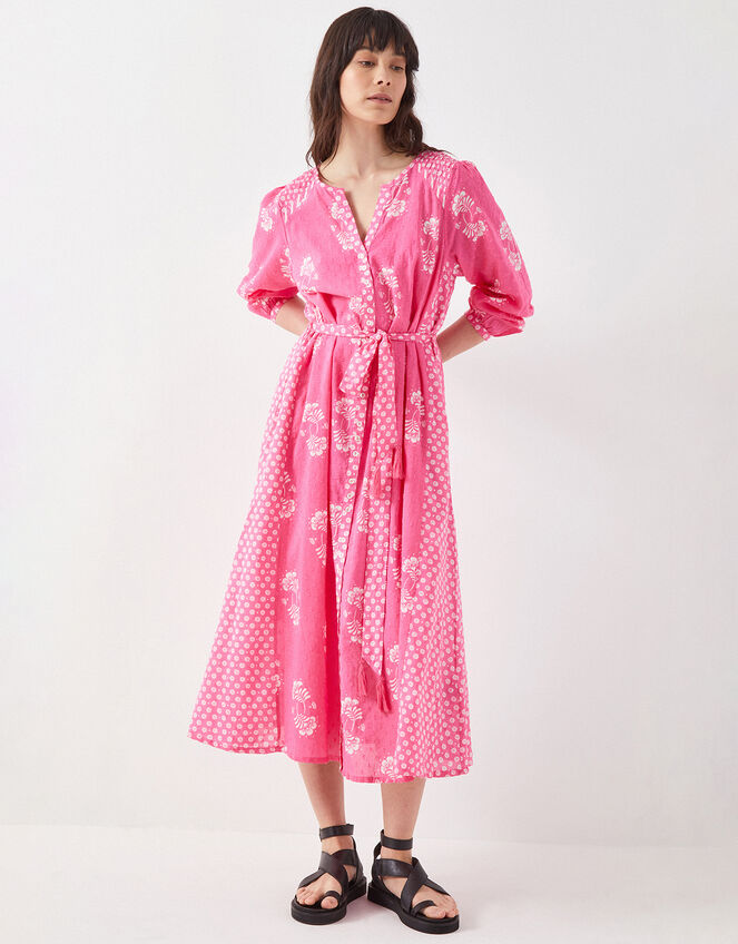 East Amber Floral Print Midi Dress, Pink (PINK), large
