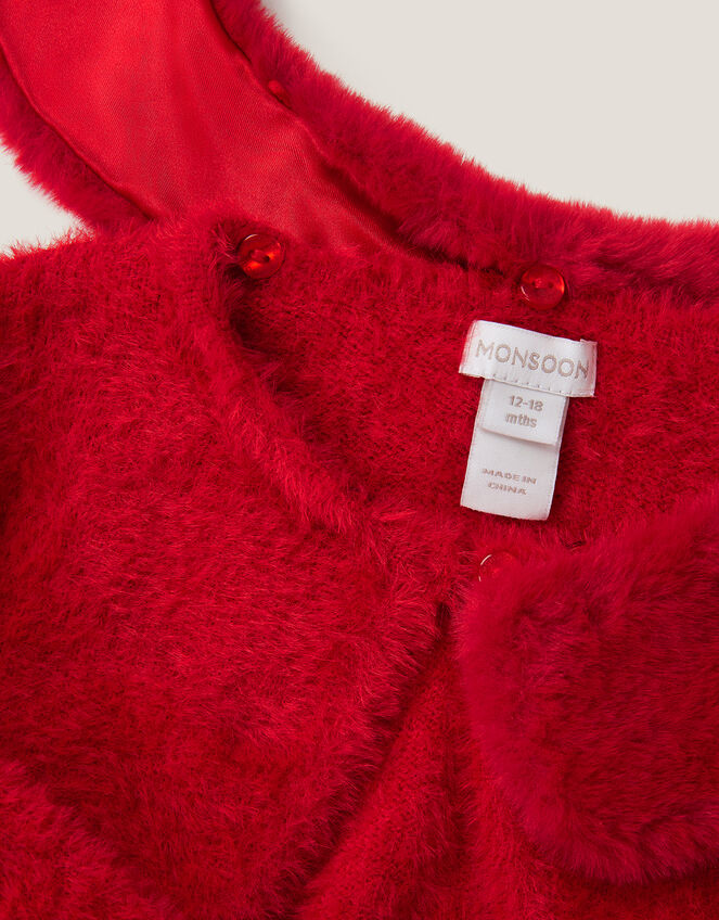 Baby Detachable Collar Fuzzy Cardigan, Red (RED), large