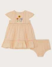 Newborn Broderie Dress and Briefs, Pink (PALE PINK), large