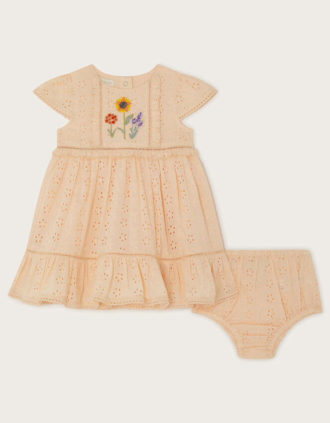 Newborn Broderie Dress and Briefs, Pink (PALE PINK), large