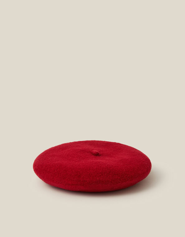 Velvet Bow Beret, Red (RED), large