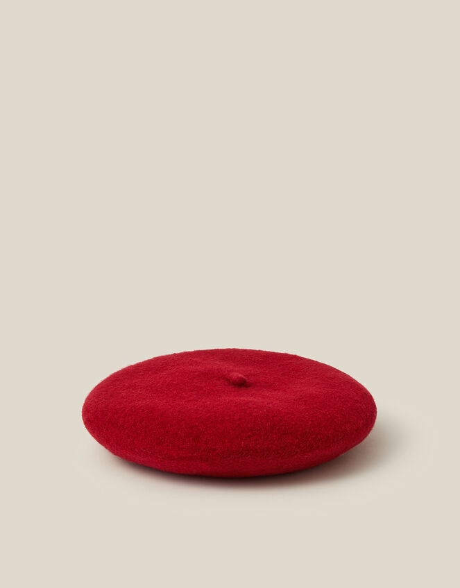 Velvet Bow Beret, Red (RED), large