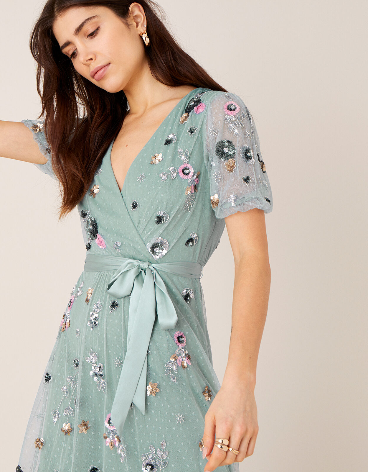 monsoon grey embellished dress