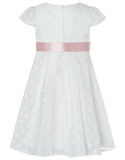 Baby Ingrid Shimmer Spot Dress, White (WHITE), large