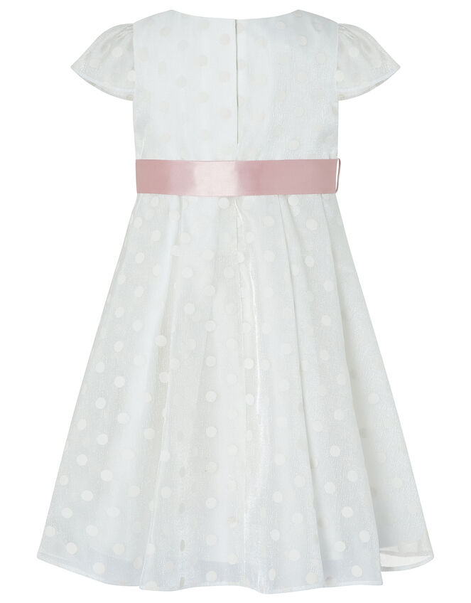 Baby Ingrid Shimmer Spot Dress, White (WHITE), large