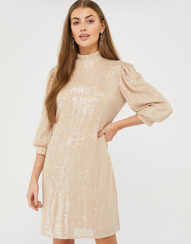 Adara Sequin Short Dress, Pink (BLUSH), large