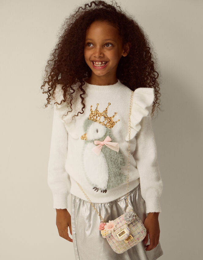 Embellished Penguin Knit Jumper, Ivory (IVORY), large