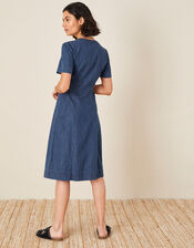 Denim Wrap Midi Dress, Blue (DENIM BLUE), large