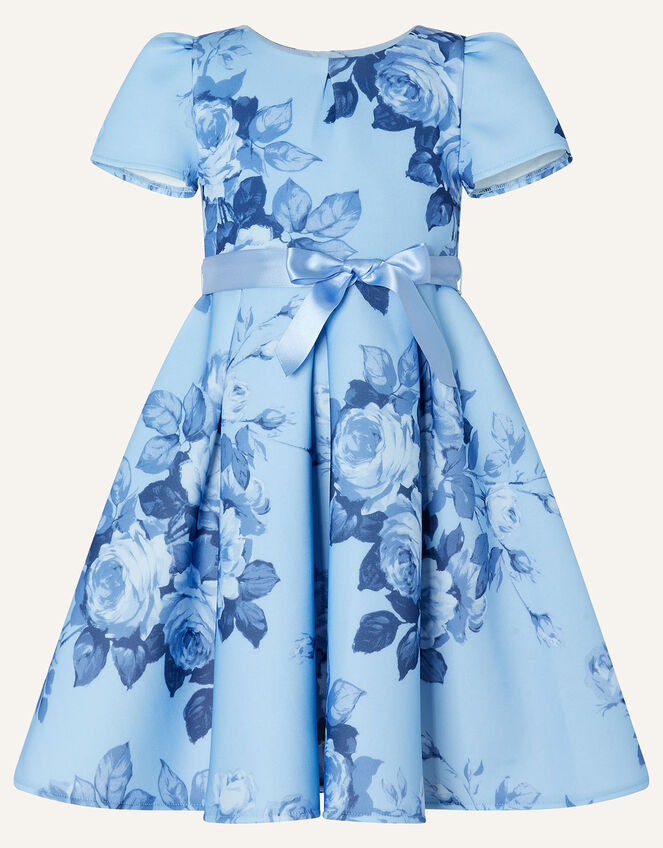 Summer Scuba Floral Dress, Blue (BLUE), large