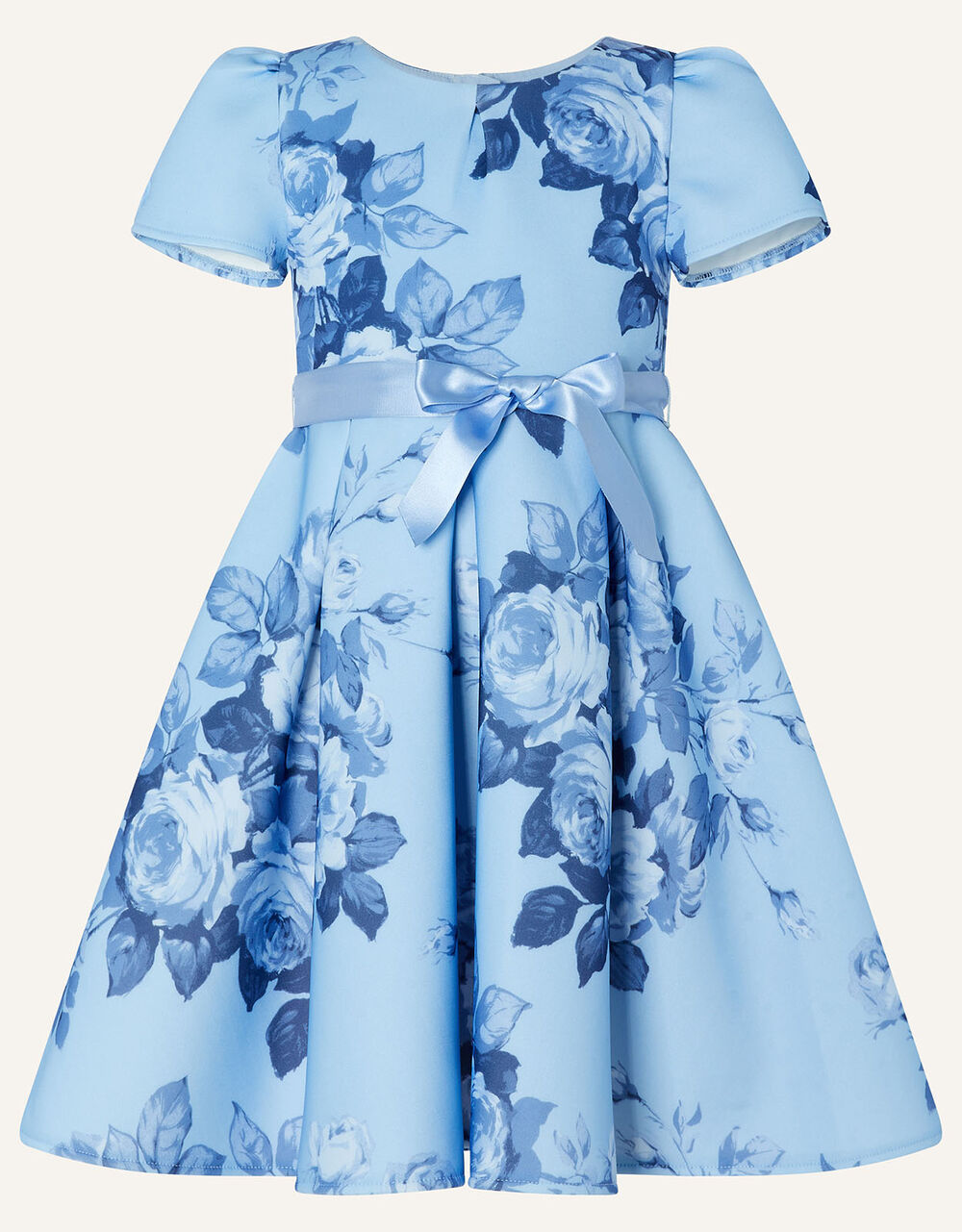 Children Girls 3-12yrs | Summer Scuba Floral Dress Blue - XE84367