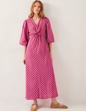 Stella Stripe Twist-Front Maxi Dress, Pink (PINK), large