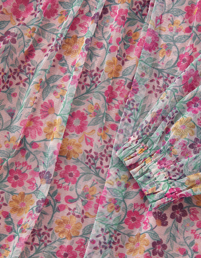 Scallop Collar Floral Print Dress, Pink (PINK), large