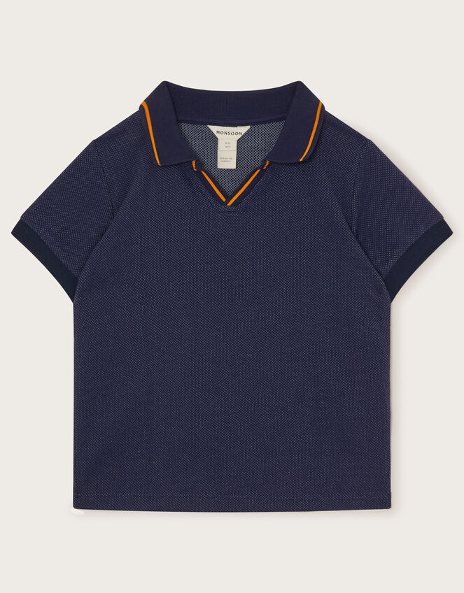 Contrast Trim Polo Top, Blue (NAVY), large