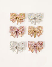 Glitter Bow Hair Clips, , large