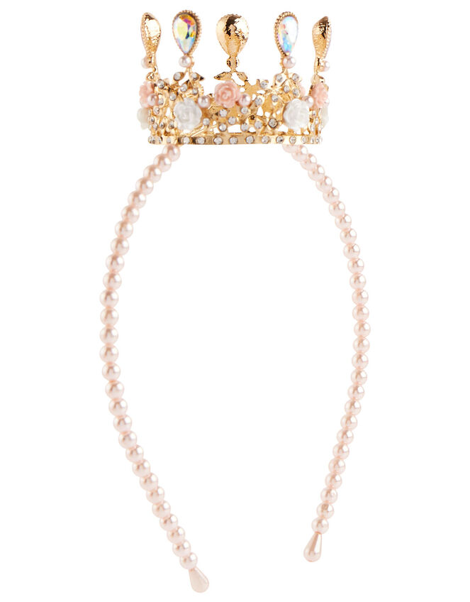 Pearl Teardrop Crown Headband , , large